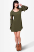 Sleeve It to Me Olive Green Shift Dress
