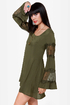 Sleeve It to Me Olive Green Shift Dress
