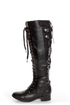 Rocker Black Lace-Up Knee High Boots