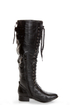 Rocker Black Lace-Up Knee High Boots