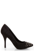 Holly 31 Black Studded Cap-Toe Pointed Pumps