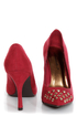 With a single sole, studs, AND a cap-toe, the Holly 31 Red Studded Cap-Toe Pointed Pumps are totally trending! Vegan suede high heels with gold spiked studs.