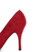 With a single sole, studs, AND a cap-toe, the Holly 31 Red Studded Cap-Toe Pointed Pumps are totally trending! Vegan suede high heels with gold spiked studs.