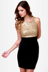 Goldy Two Shoes Black and Gold Sequin Dress