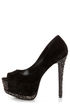 Speed Limit 98 Udon Black Rhinestone Studded Platform Pumps
