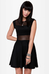 Center Piece Cutout Black Dress