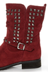 Promise Abigail Wine Red Studded Motorcycle Ankle Boots
