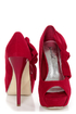 Adele 1 Red Velvet Peek-a-Bow Platform Pumps