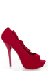 Adele 1 Red Velvet Peek-a-Bow Platform Pumps