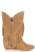 Obsession Rules Hopey Luggage Suede Fringe Wedge Boots