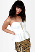 Just a Kiss Ivory Peplum Bustier Top