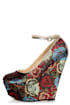 Torri Red Floral Brocade Platform Wedges
