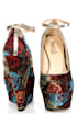 Torri Red Floral Brocade Platform Wedges