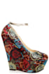 Torri Red Floral Brocade Platform Wedges