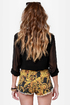 Mink Pink Outrageous Fortune Slashed Baroque Print Jean Shorts