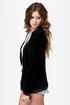 Mink Pink Chain Reaction Fuzzy Black Cardigan Sweater