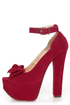 Luichiny Van Essa Red Knotty Bow Peep Toe Platform Heels