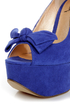 Luichiny Van Essa Cobalt Blue Knotty Bow Peep Toe Platform Heels