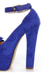 Luichiny Van Essa Cobalt Blue Knotty Bow Peep Toe Platform Heels