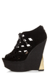 Sanders 27 Black Lace-Up Lattice Cutout Shootie Wedges