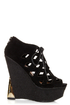 Sanders 27 Black Lace-Up Lattice Cutout Shootie Wedges