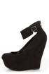 Cilo 41 Black Ankle Strap Platform Wedges