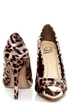 My Delicious Expo Tan Leopard Pointed Cap-Toe Pumps