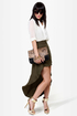 Great Expectations Olive Green High-Low Skirt