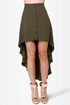 Great Expectations Olive Green High-Low Skirt