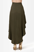 Great Expectations Olive Green High-Low Skirt
