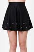 Star-Studded Cast Black Studded Vegan Leather Skirt
