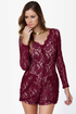 Rhonda Burgundy Lace Romper