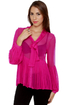 Pleat and Greet Fuchsia Silk Top