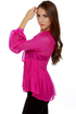 Pleat and Greet Fuchsia Silk Top