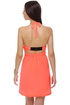 BB Dakota Lunette Neon Coral Halter Dress
