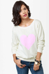 Billabong Thea Heart Print Ivory Sweater Top