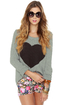 Billabong Homegirlz Po Crop Grey Heart Print Sweater