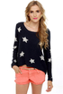 Billabong Homegirlz Po Crop Navy Star Print Sweater