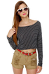 Brandy Melville John Galt Alanna Striped Blue Top