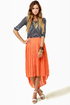 Crowd Pleats-er Orange Pleated Skirt