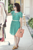 Floral Engagement Teal Lace Dress