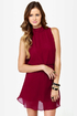 Drape Escape Backless Wine Red Dress