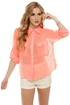 Kriss Kross Sheer Coral Top