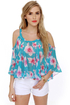 Mahalo Mama Blue Floral Print Top