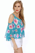 Mahalo Mama Blue Floral Print Top
