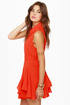 American Flare-lines Coral Red Dress
