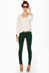 Dittos Dawn Mid Rise Green Skinny Jeans