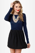 Blocking Traffic Black and Navy Blue Dress
