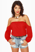 Smolder Off the Shoulder Red Top