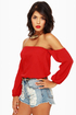 Smolder Off the Shoulder Red Top
